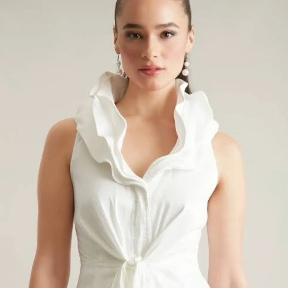 NWT Ivy + Blu Women's Triple Collar Tie Front Sleeveless Dress Size 12 - Picture 3 of 8
